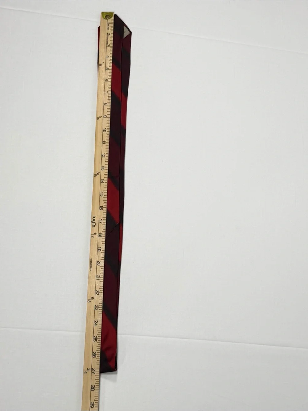 Vintage ACWA Union Made Swiss Weighted Silk Red‎ Black Stripe Necktie 54